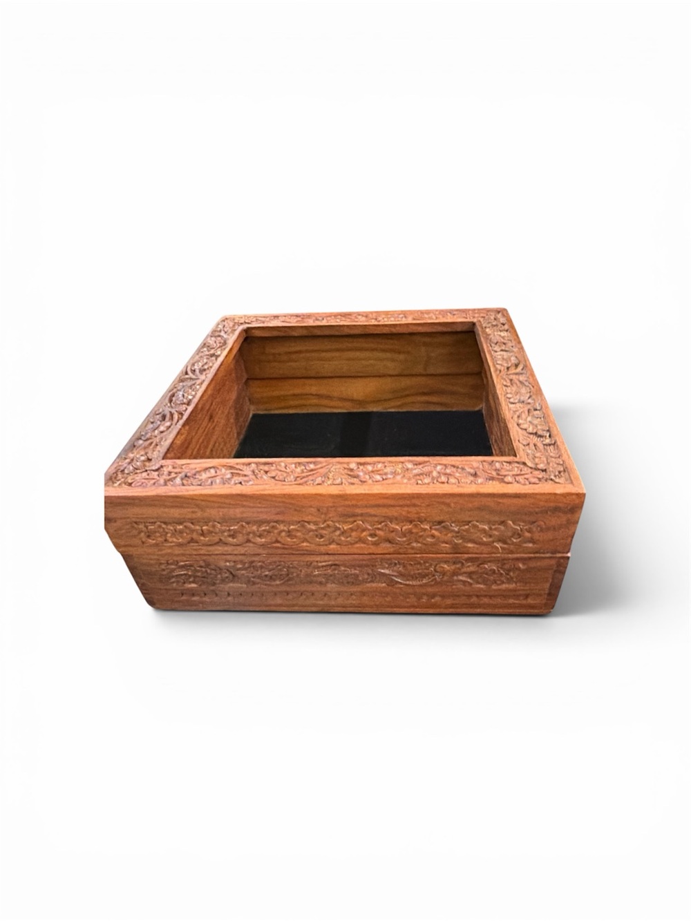 NEW Hand-Carved Wood Needlework Display Box